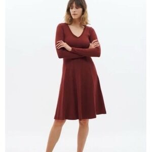 KOTN Deep V Ribbed Dress Women Small Maroon Athleisure Granolagirl Western Indie